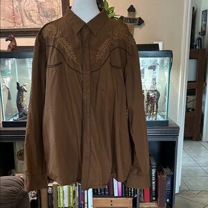 Men's Brown Embroidered Shirt Jacket